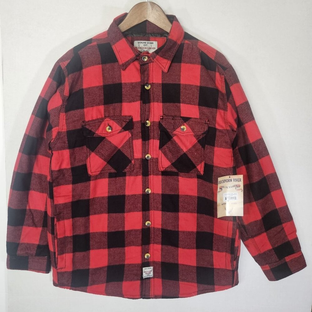 Buckhorn River Men's Shirt Jacket Quilted Plaid Red Size M‎ Button Up Insulated